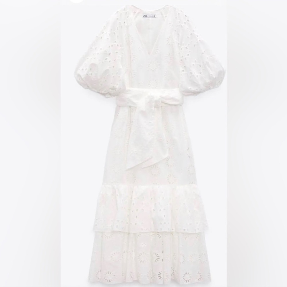 ZARA $169 BELTED EMBROIDERED MIDI DRESS NWT 2796/979 - Picture 6 of 10